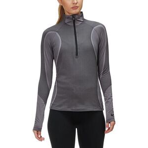 Nike Pro Hyperwarm Gray Striped Long Sleeve 1/2 Zip Top Women's Size XL